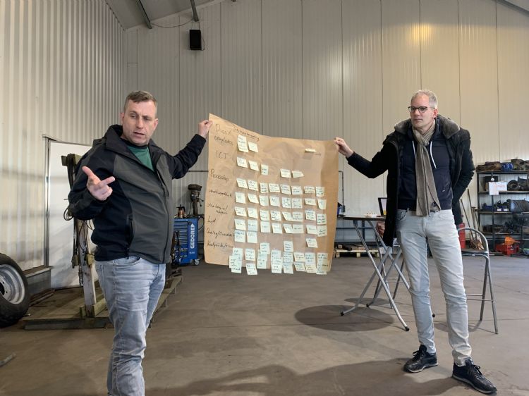 Teamoverleg met planning en strategie in een werkplaats